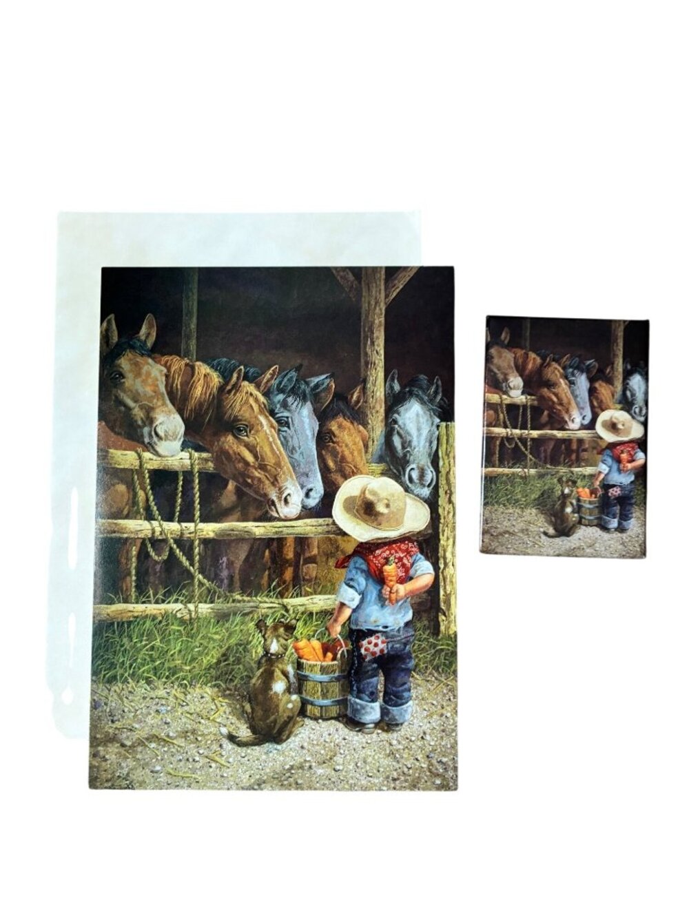 Leanin Tree Western Tradition Friendship Card & Magnet Set Horses Don‎ Crook